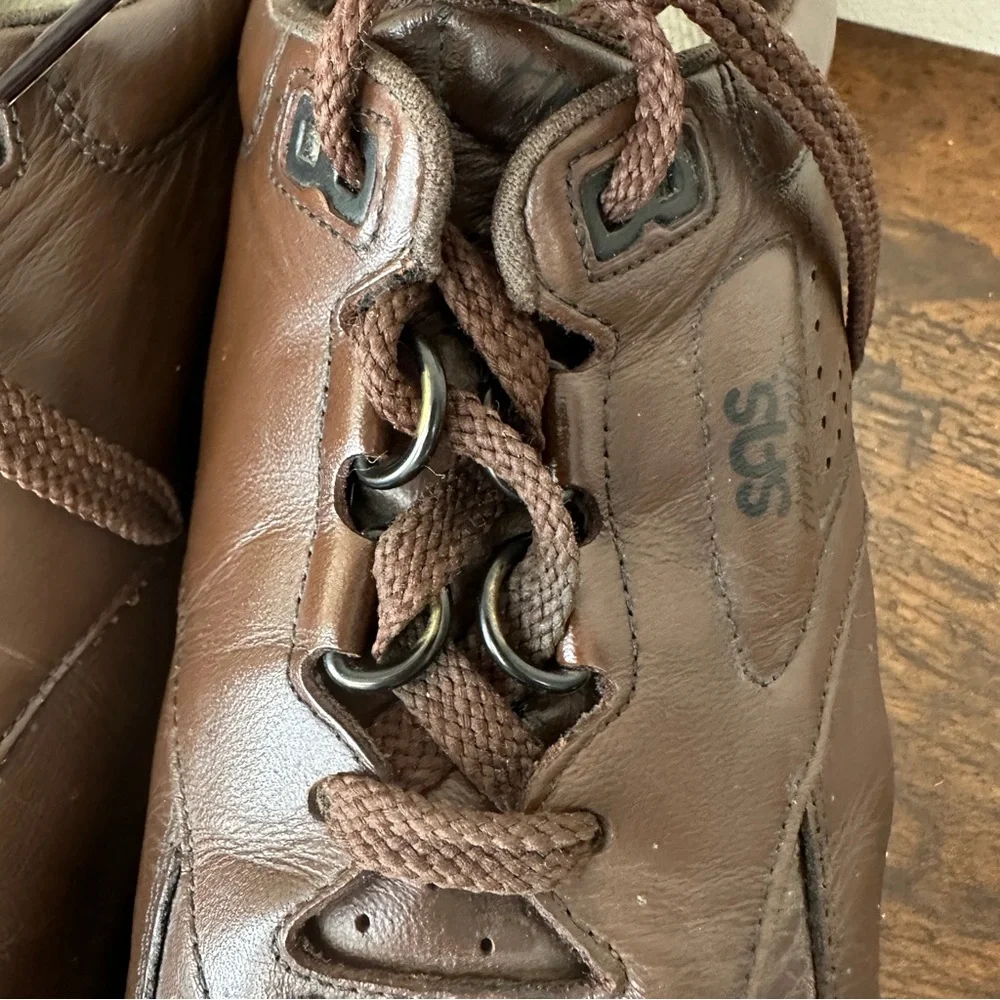 SAS Time Out Brown Leather Comfort Walking Shoes Lace Up Sneaker Men's